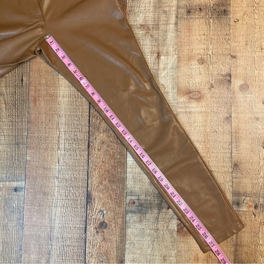 Wilfred Free Aritzia Vegan Leather Skinny Pants Cognac Brown High Waisted Size 2 - Picture 7 of 8